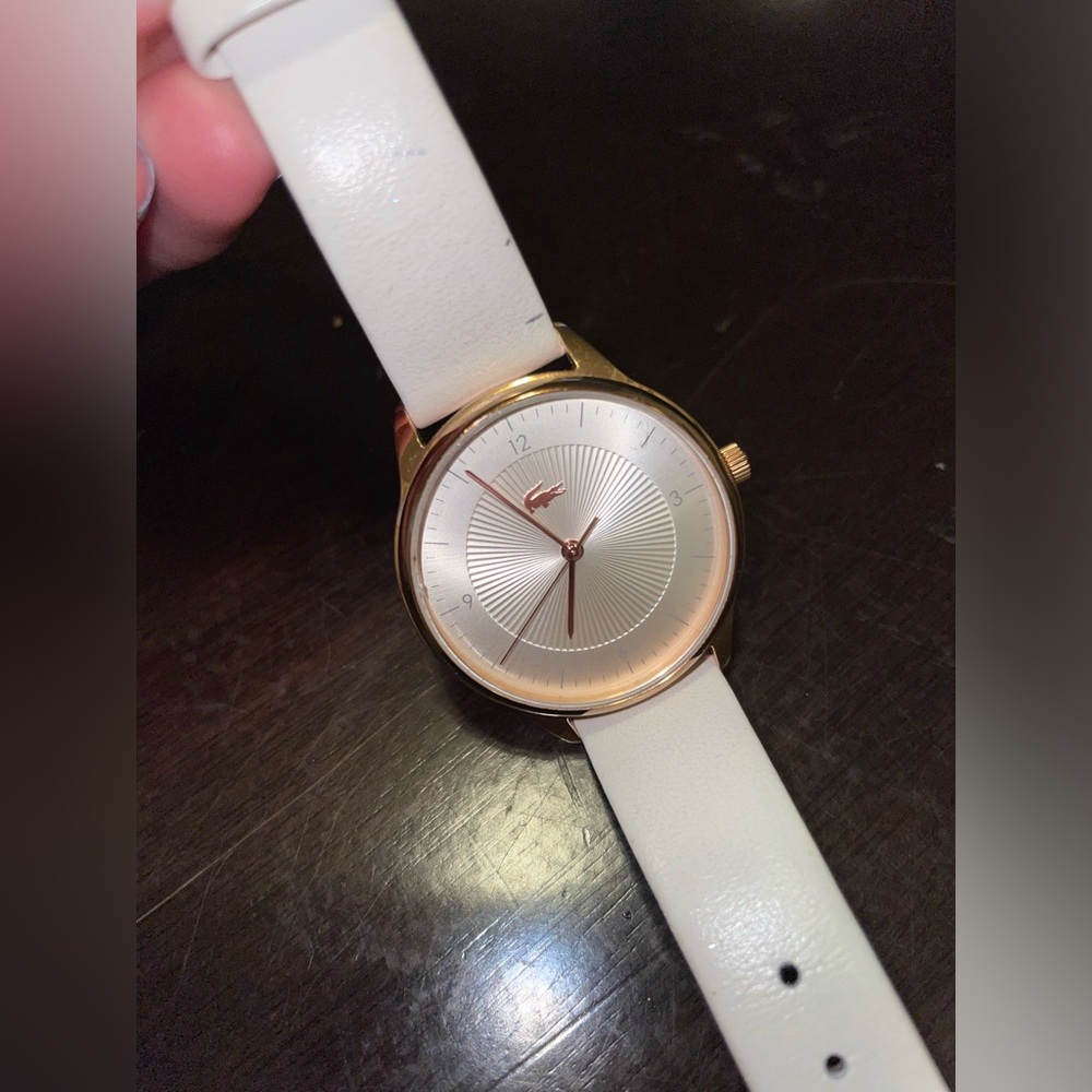 Lacoste Women’s Watch Gold with White Leather